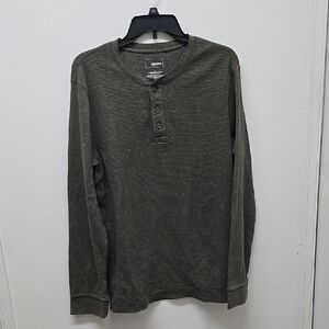 SONOMA Men's Marbled Green Henley Shirt - Size L